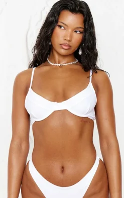 White Underwired Panel Detail Bikini Top