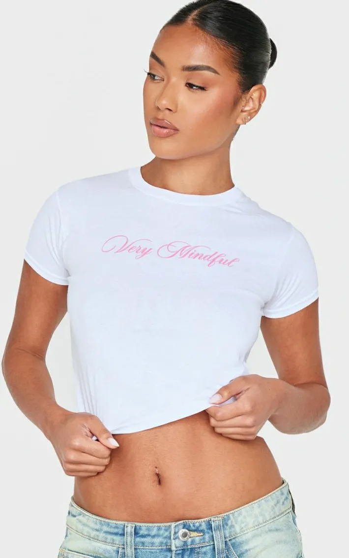 White Very Mindful Baby Doll Tee