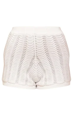 White Wave Knit Shorts