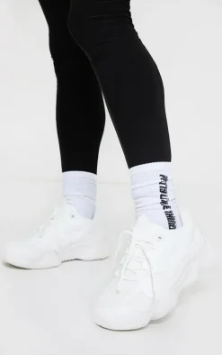 White Wide Fit Chunky Bubble Sole Panelled Up Sneakers
