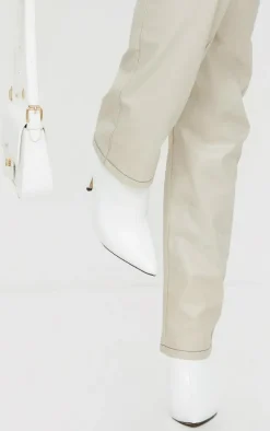White Wide Fit Mid Heel Pointed Ankle Boots