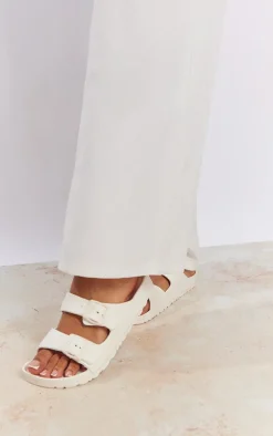 White Wide Fit Rubber Buckle Footbed Slides