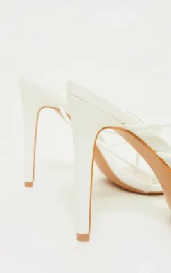 White Wide Fit Tube Strappy Laces Up High Heels