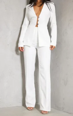 White Wide Leg High Waist Pants