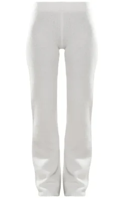 White Wide Leg Knit Pants
