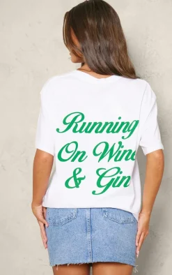 White Wine And Gin Printed Oversized T Shirt