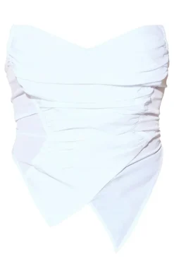 White Woven Asymmetric Pointed Hem Corset