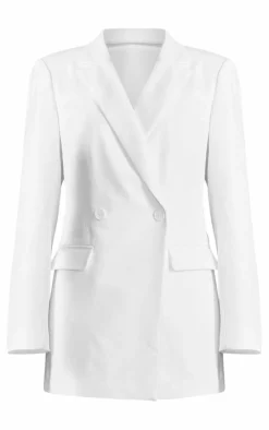 White Woven Tailored Cut Out Twist Back Blazer Dress