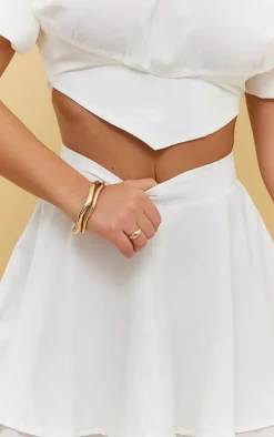 White Woven Tie Back Floaty Crop Top