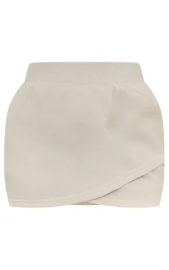 White Wrap Over Sweat Mini Skirt