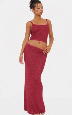 Wine Sequin Knit Cami Top