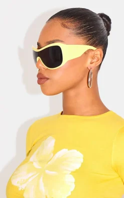 Yellow Bug Eye Mirror Oversized Sunglasses