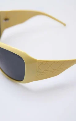 Yellow Bug Eye Mirror Oversized Sunglasses