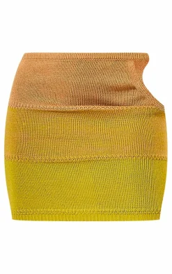 Yellow Cut Out Side Marl Knit Skirt