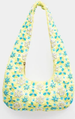 Yellow Flower Sequin Handbag