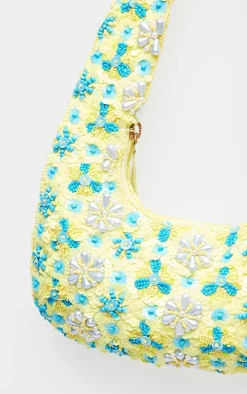 Yellow Flower Sequin Handbag