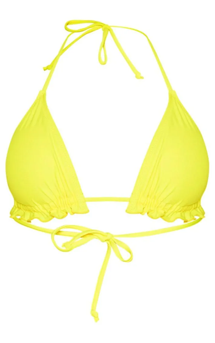 Yellow Frill Edge Padded Bikini Top