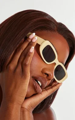 Yellow Slim Rectangular Sunglasses