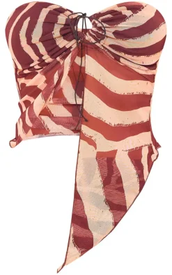 Zebra Print Mesh Tie Detail Top