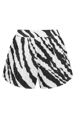 Zebra Print Pleated Floaty Shorts