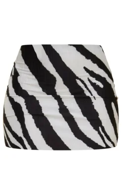 Zebra Printed Plisse Micro Mini Skirt